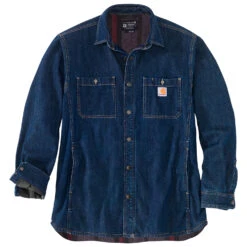 Carhartt Denim Fleece Lined Snap Front Shirt - Shirt