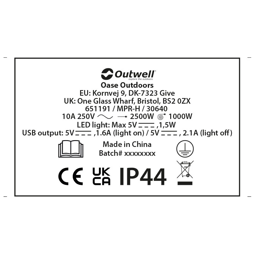 Outwell Mensa Mains 3Way Roller Kit W/ USB/Light - Image 6