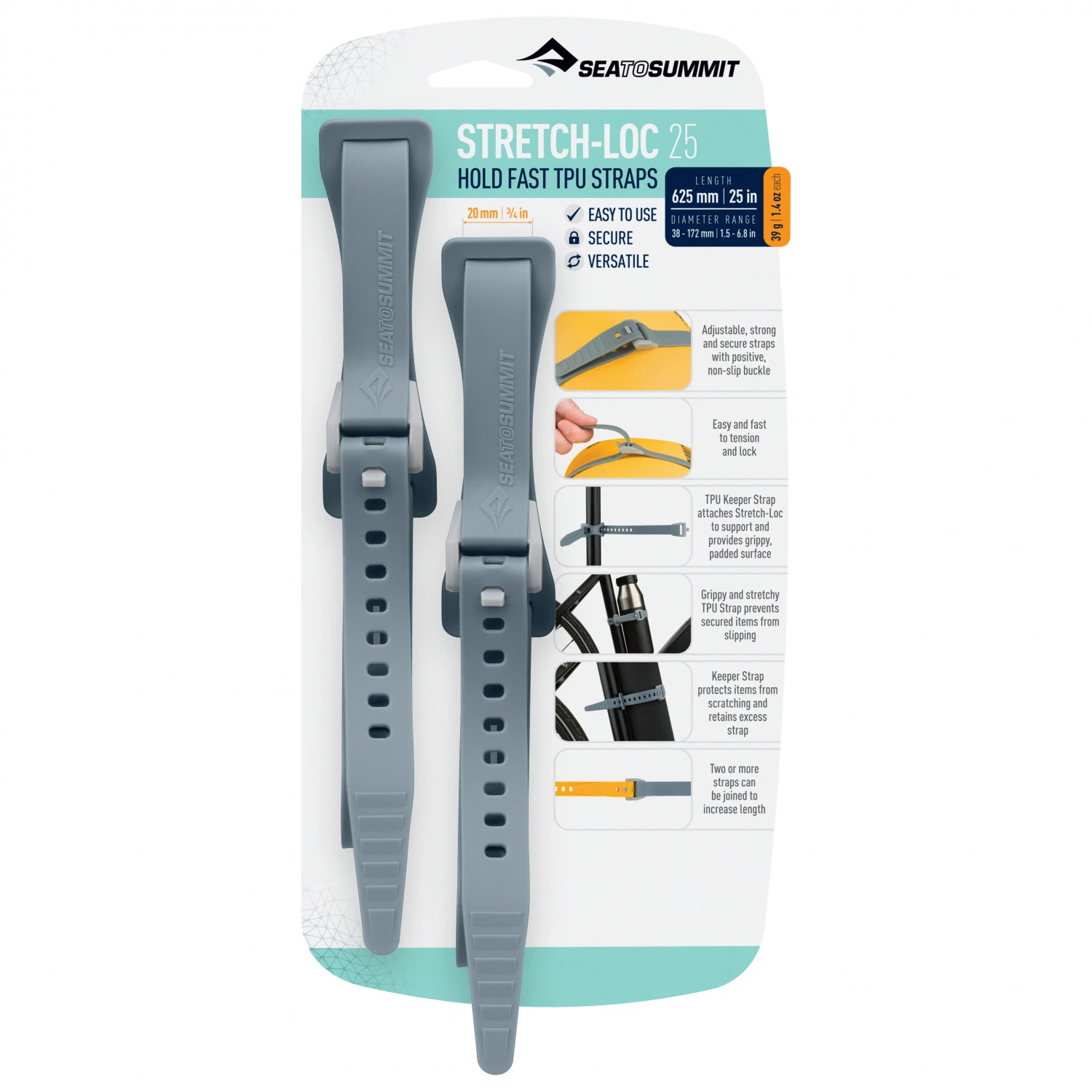 Sea To Summit Stretch-Loc 25 2-Pack - Lashing Strap - Image 2