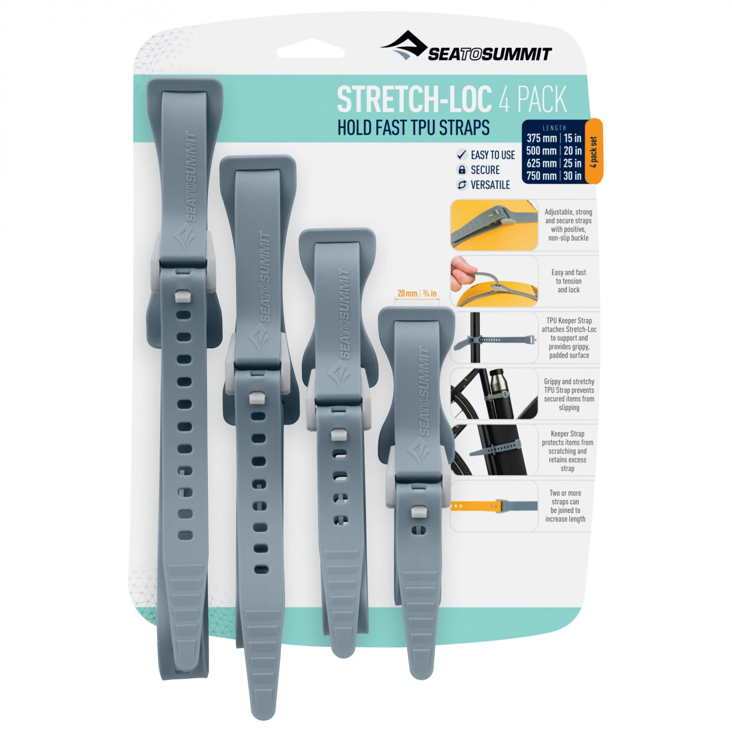 Sea To Summit Stretch-Loc Set 4-Pack - Lashing Strap - Image 2